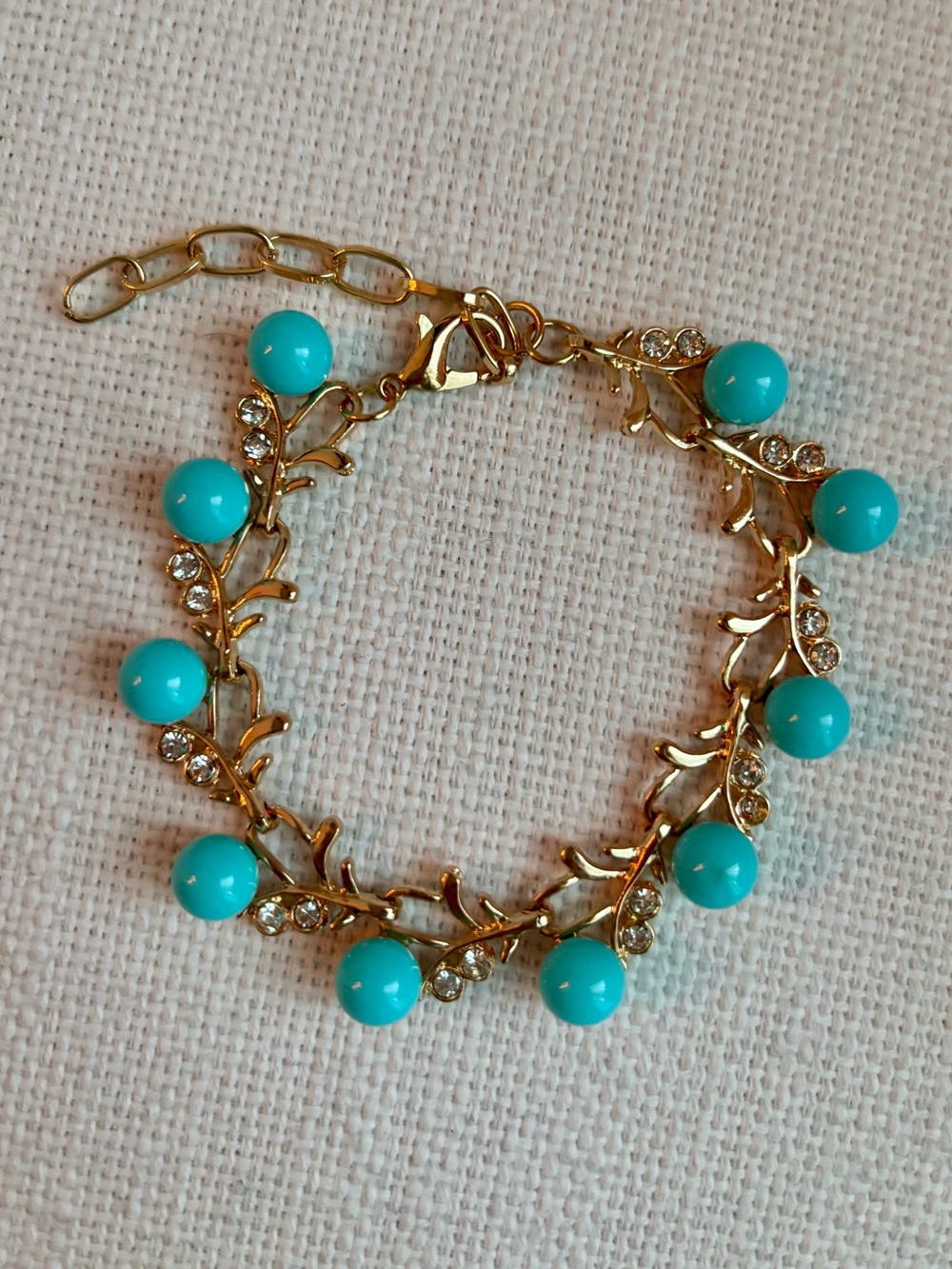 Turquoise Bead & Crystal Vine Bracelet